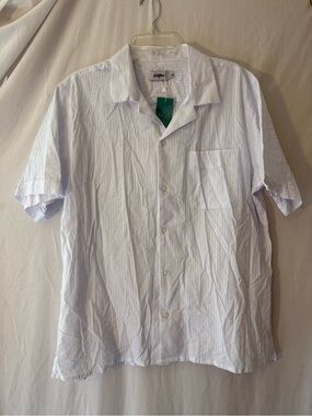 Button-Front Short-Sleeve Casual Shirt in White